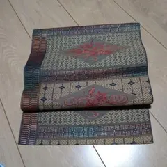 名古屋帯 幾何学模様と花柄