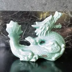翡翠風ドラゴン彫刻 置物 2点セット 龍の置物 ドラゴン 翡翠色 インテリア - メルカリ