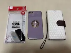 iPhoneカバー SE/8/7透明・パープル・ホワイト3種
