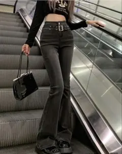 ハイウエスト フレアデニムパンツ