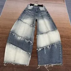 y2k 00s vintage グランジ ワイドパンツ ペイント加工 個性的 L - メルカリ