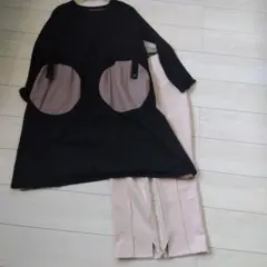 2点まとめAPAISER ロングワンピースチュニック 黒、起毛スパッツパンツ