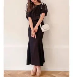 【新品】シアーチェックコンビセットワンピース　ダズリン