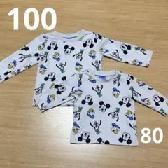 Disney ミッキー　長袖カットソー2点セット 100 80 ロンT おそろ