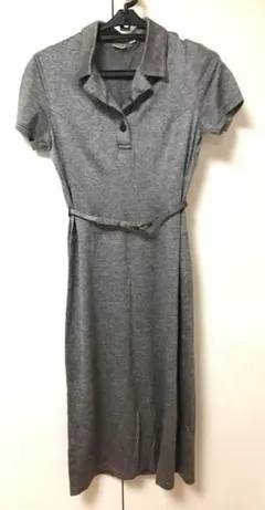 半袖ワンピース　ひざ丈ワンピース　半袖　ワンピース　シンプル　グレー