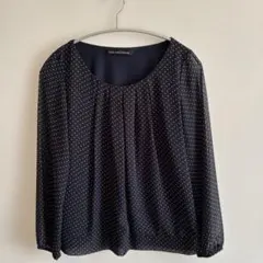 Green Label Relaxing ネイビー ドット柄ブラウス