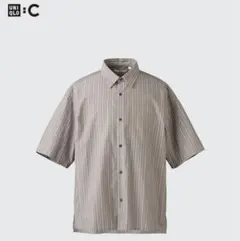 UNIQLO C ブロードオーバーサイズシャツ/ストライプ ブラウン Mサイズ