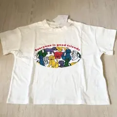 チマジロ　レトロ　Tシャツ　犬　ドッグ　120 白　ホワイト　カラフル　幼稚園