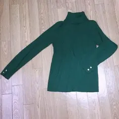 リブタートルネック☆グリーン