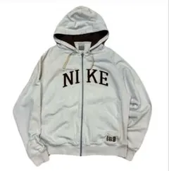 00s EURO NIKE ジップアップパーカー 裏サーマル 水色 カレッジ