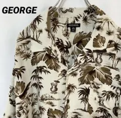GEORGE アメリカ古着 アロハシャツ トロピカル柄 半袖 ハワイアンシャツのサムネイル