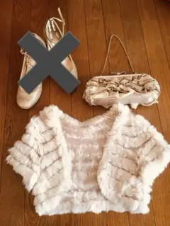 結婚式2点セット　ファーボレロ、クラッチバッグ、