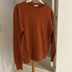 CINEMA CLUB オレンジ ケーブル編みセーター M