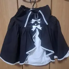 フレアスカート 黒 リボン付き