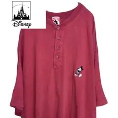 Disney 公式 ミッキーマウス ヘンリーネックTシャツ 赤 MICKEYのサムネイル