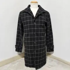 BENO/ビーノ チェック ステンカラー コート【L】ブラック アウター