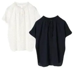 【新品未使用】 2点セット とろみ2wayブラウス　白＆黒　オフィスカジュアル