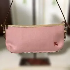 バーバリー ブルーレーベル アクセサリーポーチ ノバチェック ホースロゴ ピンク