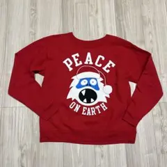 Hanesサンタクロース柄 長袖 トレーナー 赤　L