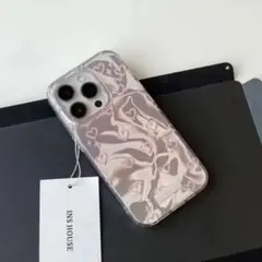 ハート　かわいい　韓国　波状　透明シリコン iPhoneケース