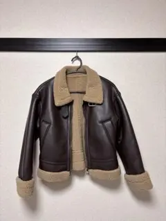 レザー・ボアジャケット Sサイズ ブラウン