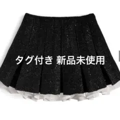 GRL インパン裏地付きフリルツイードプリーツミニスカート[gm838] 黒 M