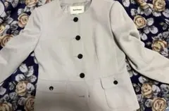 【極美品】Paul Stuart ノーカラージャケット ホワイト　サイズ6 Paul Stuart｜ポールスチュアートのノーカラージャケット（ホワイト