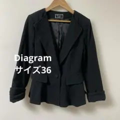 日本製 ダイアグラム テーラードジャケット ブラック サイズ 36