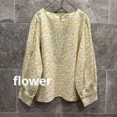 flower フラワー 小花柄 ブラウス イエロー リネン混 ぽわん袖 フリーのサムネイル