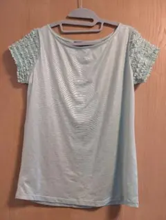 グリーンレーベルリラクシング　フリーサイズ　フリル付き　ミント　半袖Tシャツ