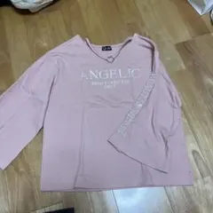 ピンクラテ チョーカー付きVネック 長袖カットソー M