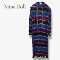 レトロ ボーダー ニット ワンピース ロング 個性 古着 ヴィンテージ a866