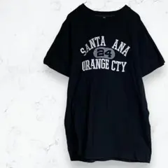 ビッグロゴTシャツ 黒 S シンプル カジュアル 春夏秋 重ね着 レディース