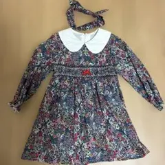花柄✨長袖ワンピース✨ヘアバンド付き✨