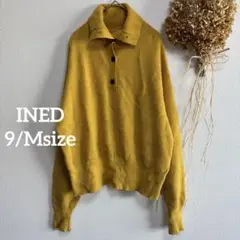 【INED】 9♪ レディース ニット セーター 長袖 ボタン 襟 マスタード