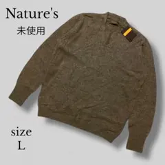 未使用【Nature's 】ヤク100% ウールセーター Lサイズ　ブラウン