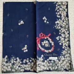 Christian Dior 花柄CDハンカチ　綿100％　新品未使用