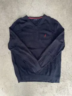 NAUTICA Vネック ニット セーター ネイビー Lのサムネイル