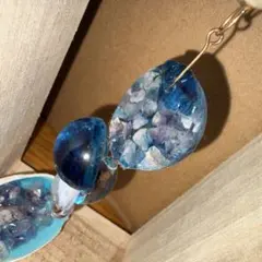 ハンドメイド レジン ウィンドチャイム 風鈴 インテリア ブルー ぶどうのサムネイル