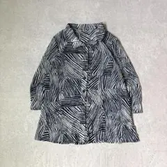 ブラウス シアーシャツ 総柄 ゼブラ柄 幾何学 ストライプ 透け感 ゆったり