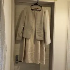 スーツ(アイボリー)ジャケット　ワンピース　スカート3点セット