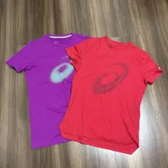 asics Tシャツ 2枚セット M 紫 赤