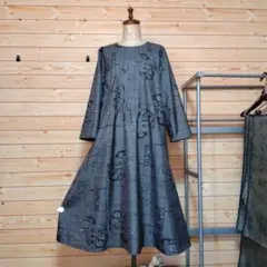 大島紬リメイクピンタックワンピース