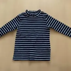 ストライプ長袖カットソー ネイビー