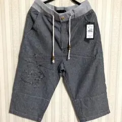 グレー デニム カジュアルショートパンツ