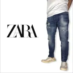 ZARA｜ダメージリペアスキニーデニムEUR42 ザラH&Mジェギング好きにも