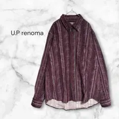 U.P renoma コーデュロイ風長袖シャツ LL 紫 ストライプ レノマのサムネイル