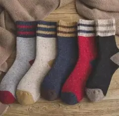 5足セット 靴下 ソックス 防寒 冷え対策 シンプル 通気性 綿混 　レディース