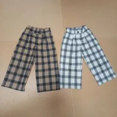 GUチェック柄ワイドパンツ120cm2点セット