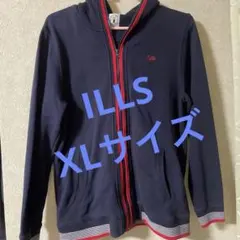 ILLS フルジップパーカー ネイビー赤ストライプ　ストリート系　XLサイズのサムネイル